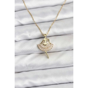 316L Çelik Zincir Gold Renk Balerin Model Kadın Kolye