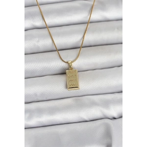 316L Çelik Zincir Gold Renk Külçe Altın Model Kadın Kolye