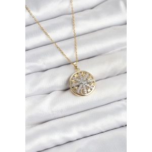 316L Çelik Zincir Gold Renk Zirkon Taşlı Kadın Kolye