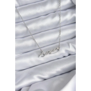 316L Çelik Zincir Gümüş Renk Atatürk İmza Figür Kadın Kolye
