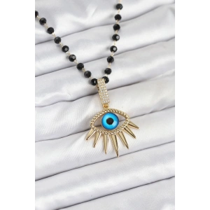 316L Çelik Zincir Kristal Boncuklu Göz Model Kadın Kolye