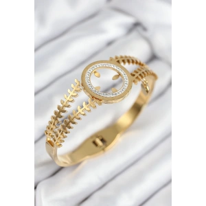 316L Çelik Zirkon Taşlı Çeyrek Takılabilir Gold Renk Kelepçe