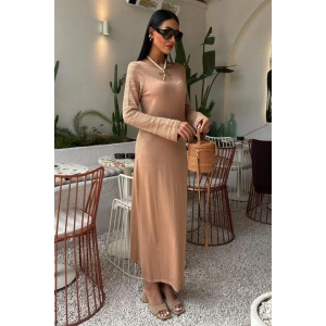 Ajur Detaylı Bisiklet Yaka Triko Elbise 2861