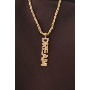 Altın Renk Zirkon Taşlı Rüya Yazılı Kolye