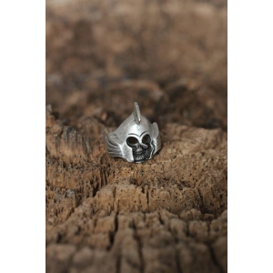 Ayarlanabilir Miğferli Kuru Kafa Tasarımlı Erkek Yüzük