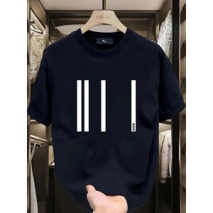 Baskılı Oversize Bisiklet Yaka T-shirt - Siyah