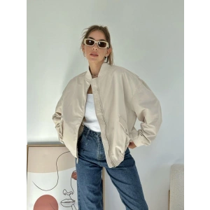 Bej Parçalı Bomber Ceket