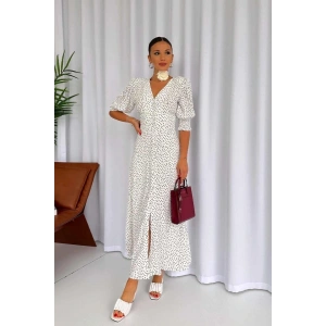 Beyaz Arka Ve Bel Ucu Gipeli Elbise