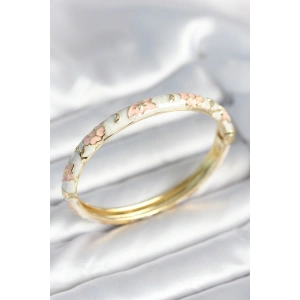 Beyaz Pembe Renk Detaylı Mineli Kelepçe