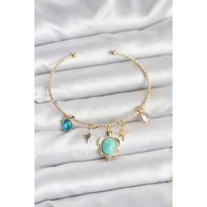 Caretta Caretta Charmlı Gold Renk Kadın Bileklik