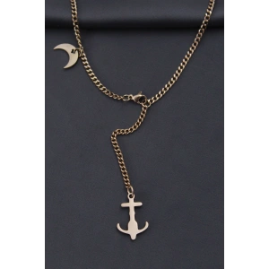 Çelik Rose Renk Çapa Tasarımlı Kadın Kolye