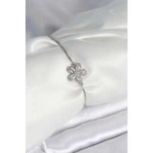 Çiçek Model Asansörlü Gümüş Renk Kadın Bileklik