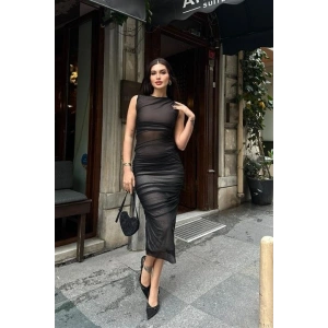 Cindy Transparan Tül Elbise 2683-8