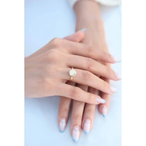 Daire Plaka Gold Renk Kadın Yüzük