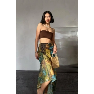 Desenli Baskılı Lastikli Etek