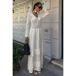 Düğme Detaylı Ve Kat Etekli Etnik Elbise 2859