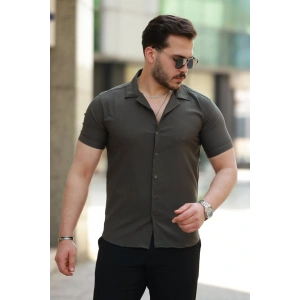 Erkek Apaj Yaka Kısa Kollu Gömlek