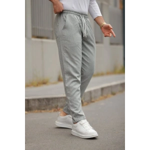 Erkek Beli Bağcıklı çizgili Pantolon