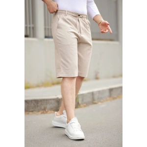 Erkek Beli Bağcıklı Ve Düğmeli Bezayağı Kumaş şort