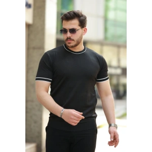 Erkek Bisiklet Yaka Ribanalı Kısa Kollu Tshirt