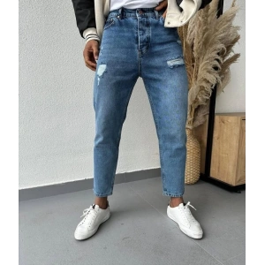 Erkek Cep Yırtık Detaylı Mom Jean