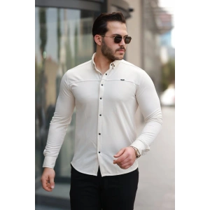 Erkek çıtçıt Düğmeli Dikiş Detaylı Uzun Kollu Gömlek