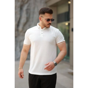 Erkek Düğmeli Yaka Waffle Kumaş Kısa Kollu Tişört