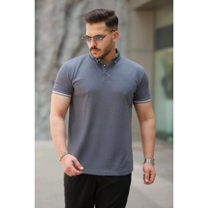 Erkek Düğmeli Yaka Waffle Kumaş Kısa Kollu Tişört