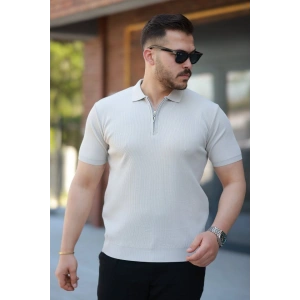 Erkek Fermuarlı Yakalı Kısa Kollu Tshirt