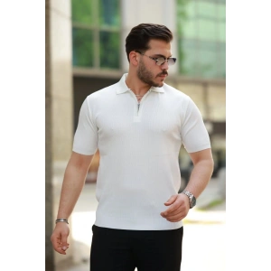 Erkek Fermuarlı Yakalı Kısa Kollu Tshirt