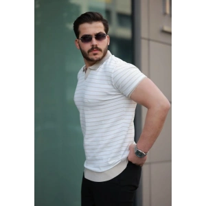 Erkek Kısa Kollu çizgi Desenli örme Kumaş Tshirt