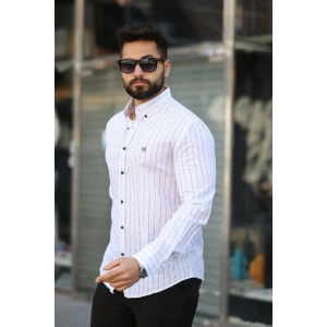 Erkek Pamuklu Çizgi Desenli Gömlek