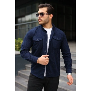 Erkek Uzun Kollu Cepli Kadife Gömlek