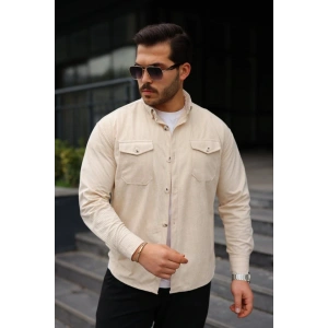 Erkek Uzun Kollu Cepli Kadife Gömlek