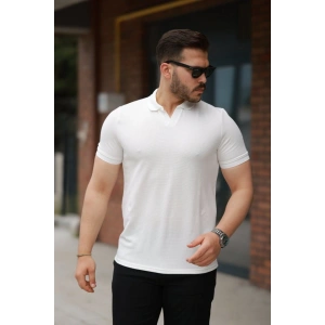 Erkek Yakalı Waffle Dokulu Kısa Kollu Tişört