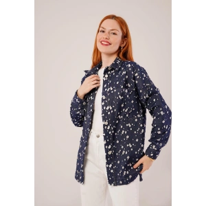 Eskitme Görünümlü Denim Mavi Gömlek