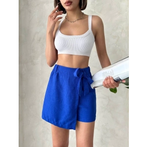 Fiyonklu şort etek saks s255021