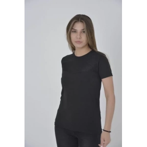 Gögüs Fileli Slim Fit T-shirt - Siyah