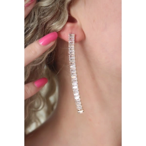 Gold Renk Zirkon Taşlı Kadın Küpe