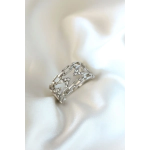 Gümüş Kaplama Zirkon Taşlı Kadın Yüzük