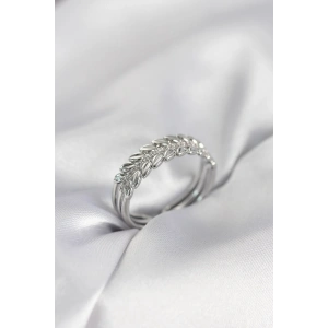 Gümüş Renk Başak Model Zirkon Taşlı Kadın Yüzük