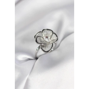Gümüş Renk Çiçek Model Vintage Kadın Yüzük