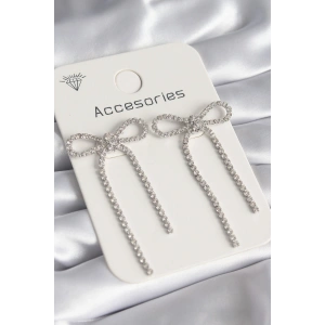 Gümüş Renk Zirkon Taşlı Fiyonk Model Kadın Küpe