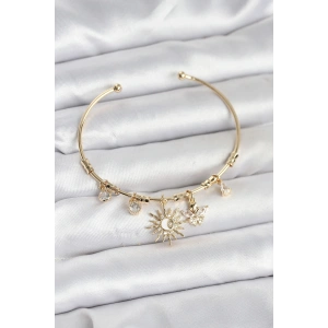 Güneş Charmlı Gold Renk Pirinç Kadın Bileklik