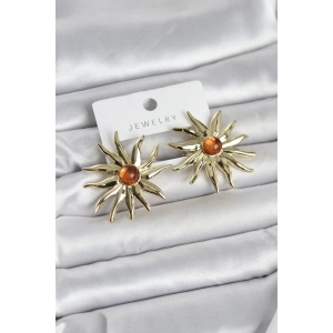 Güneş Model Gold Renk Pirinç Kadın Küpe