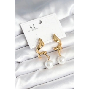 inci Detaylı Sarmal Model Gold Renk Pirinç Kadın Küpe