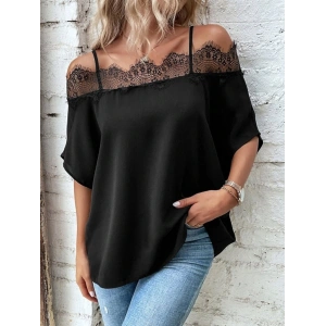 Kadın Askılı Dantel Janjan Krep Bluz