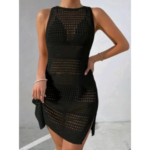 Kadın Askılı Derin Sırt Dekolteli Ajurlu Triko Pareo