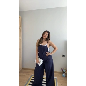 Kadın Askılı Yandan Fermuarlı Geniş Paçalı Valencia Tulum