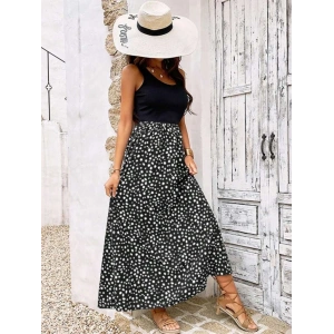 Kadın Askılı Yuvarlak Yaka üst Viskon Alt Desenli Bürümcük Elbise